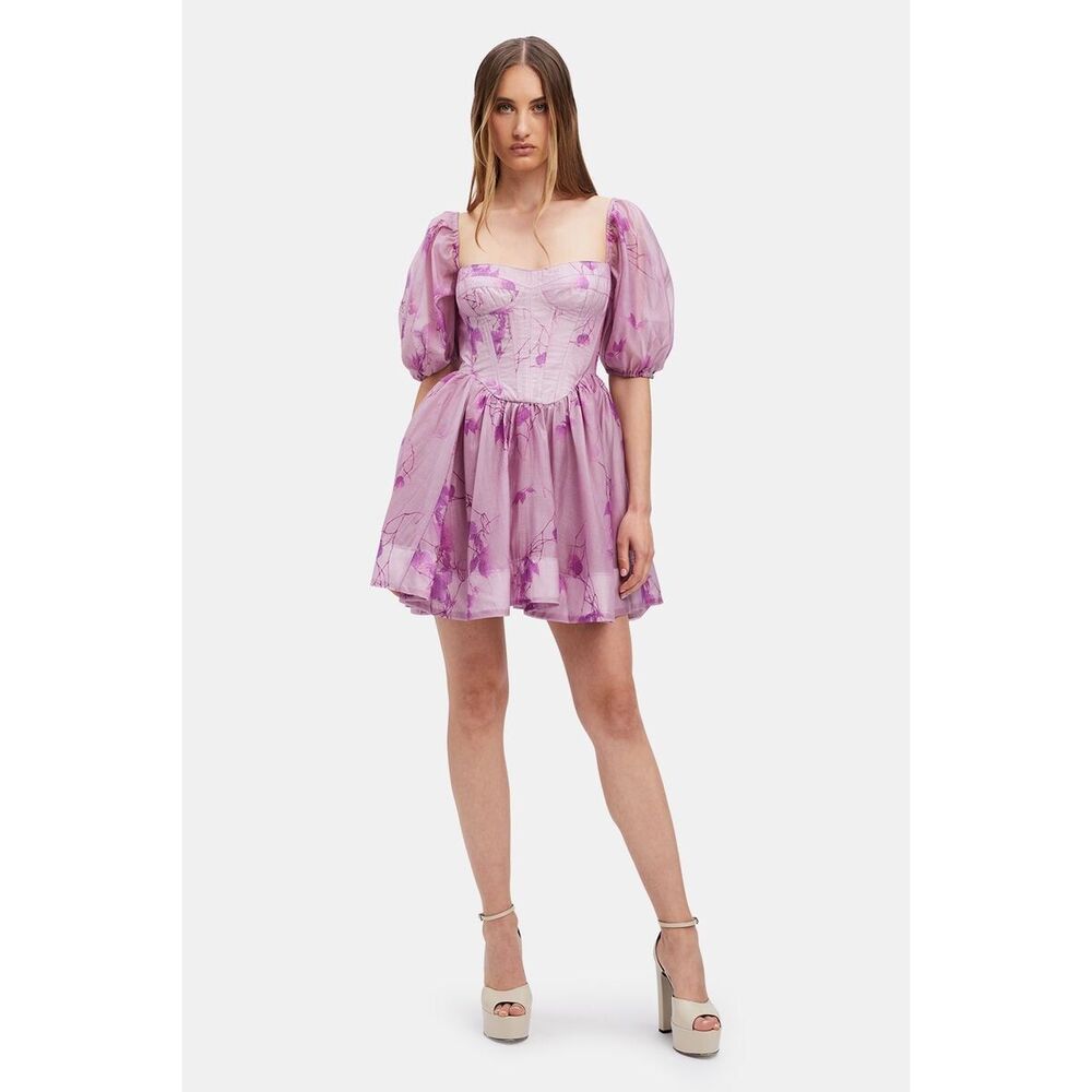 BARDOT Kiah Corset Mini Dress In Violet Fl SIZE US 10 $179